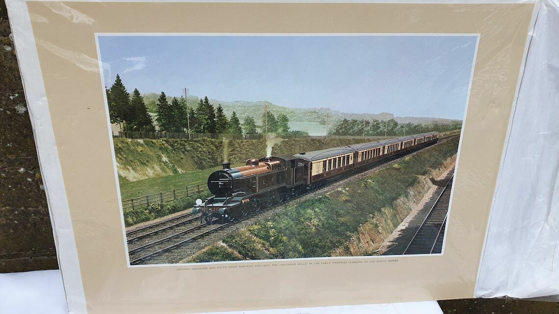 6 Large Vintage Team Railway Engine Prints And 3 Smaller Framed Jack Hill Chris photo Art