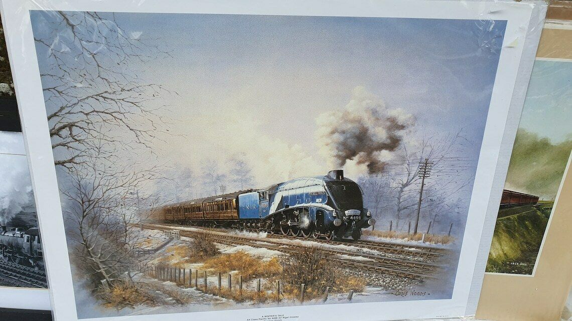 6 Large Vintage Team Railway Engine Prints And 3 Smaller Framed Jack Hill Chris photo vintage