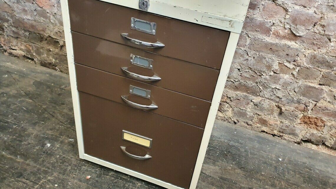Vintage 70’s Retro Work Drawers And File Drawer Chrome Metal Artisan Artist Work Hub Storage Office photo 245.0