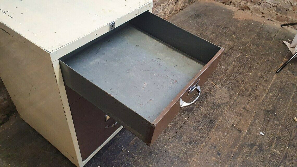 Vintage 70’s Retro Work Drawers And File Drawer Chrome Metal Artisan Artist Work Hub Storage Office photo buy