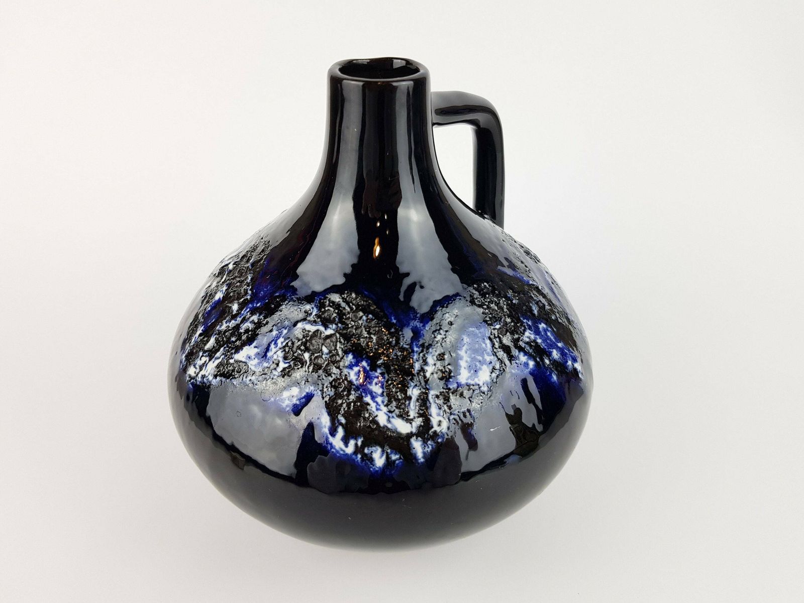 Vintage Kreutz Keramik Ink Blue Fat Lava Vase 203 West German Pottery 1970s photo Home Decor