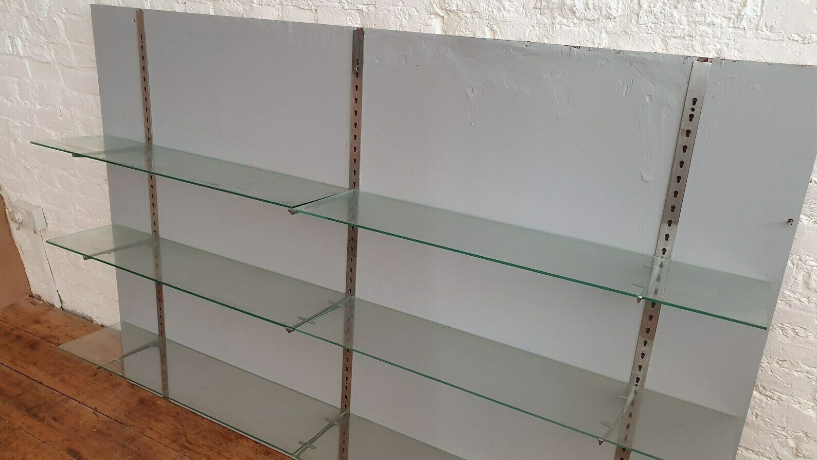 Massive Retro Painted Vintage Shabby Chic Glass Shelf Shelves Display Kitchen Bathroom Shop Display photo 895.0
