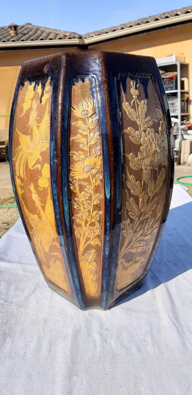 China Vase In Enamelled Sandstone Stamped Hollow Stamp photo 502.2