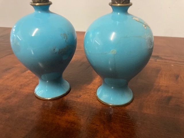Pair Of 19th Century Cloisonne Perfume Vases Antique China Rarity photo Home Decor