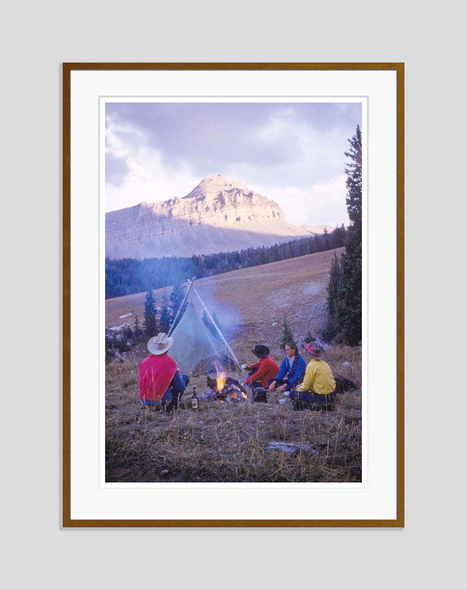A Campfire On The Trail By Toni Frissell Oversize Archival Pigment Print Framed In Brown