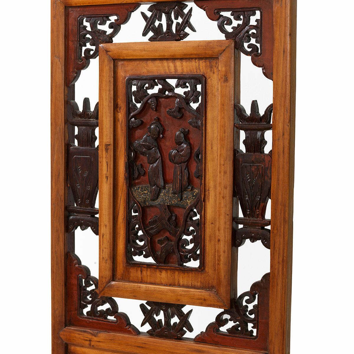 Pair Of Antique Carved Window Panels, Natural And Red photo furniture