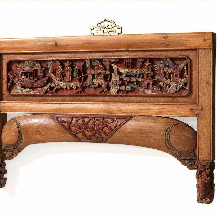 Carved Decorative Bed Fascia In Red And Gold photo buy