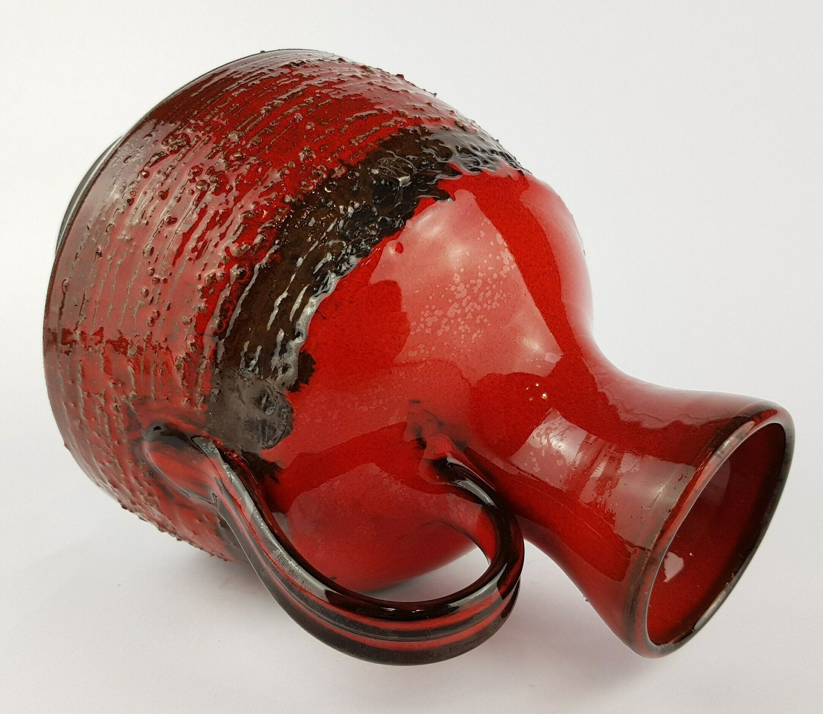 Vintage Red And Black Sierhahn Keramik Siershahner Fabrik Fat Lava Vase 105 20 West German Pottery photo for sale