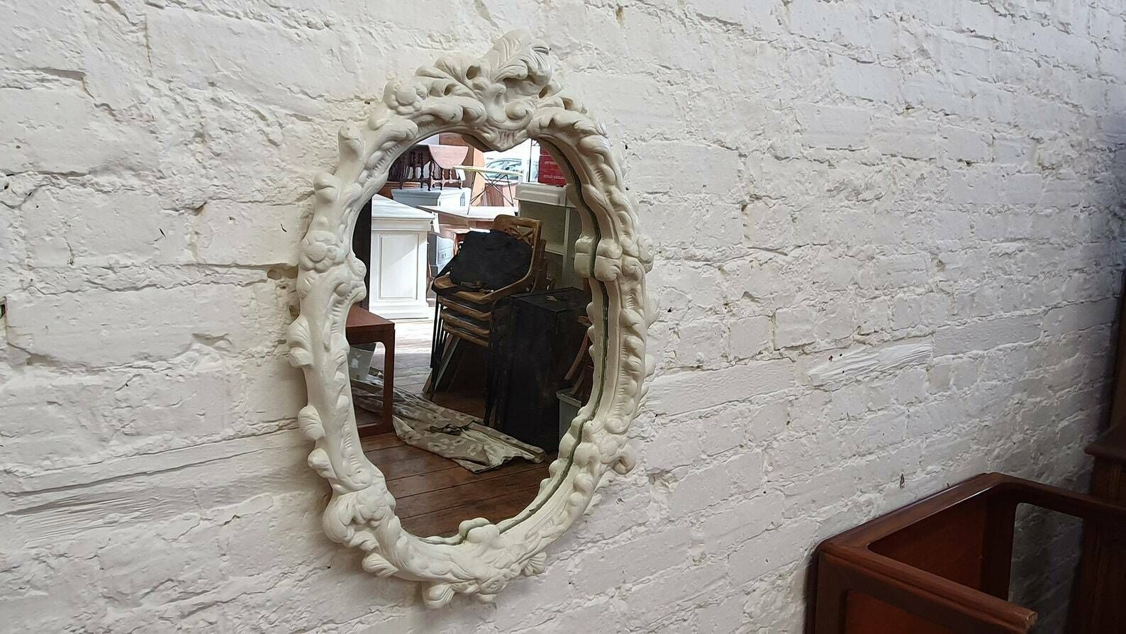 Superb Large Chunky Ornate 60's Plaster Mirror Painted In Farrow And Ball Mirror photo furniture