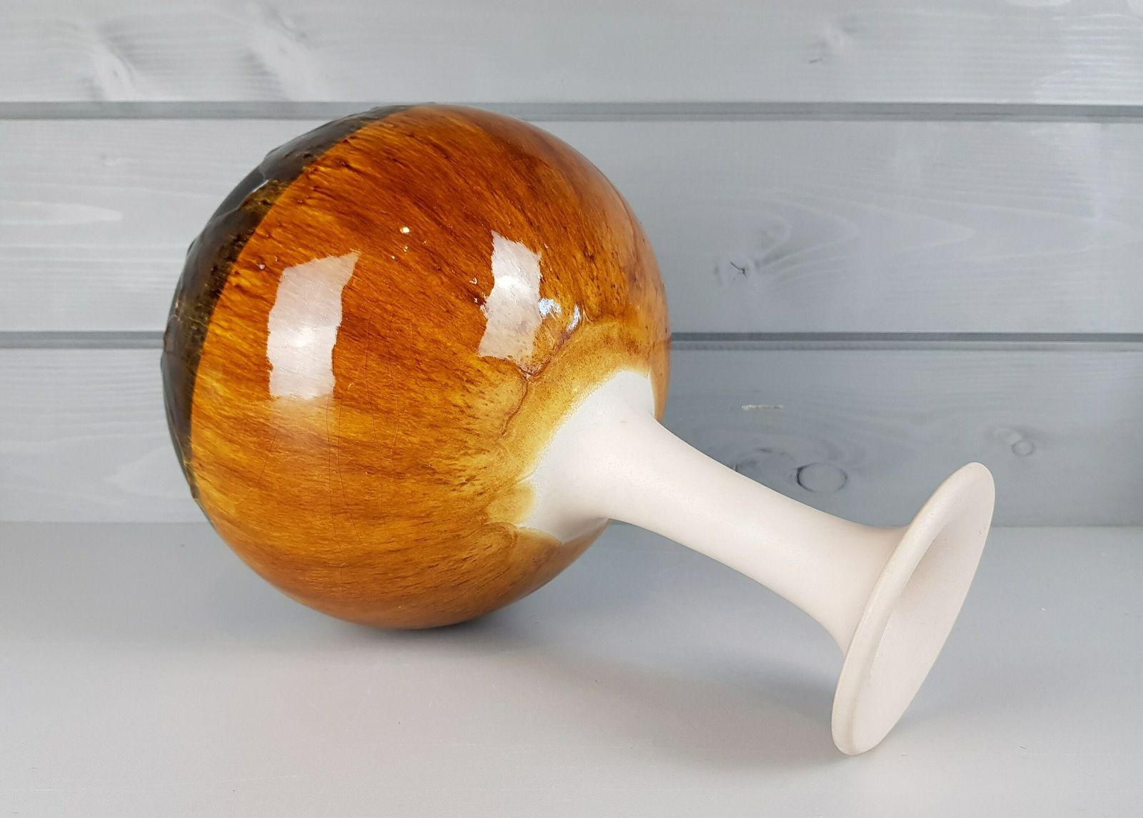 Vintage Hutschenreuther Beige And Brown Vase By Renee Neue West German Pottery 1970s photo for sale