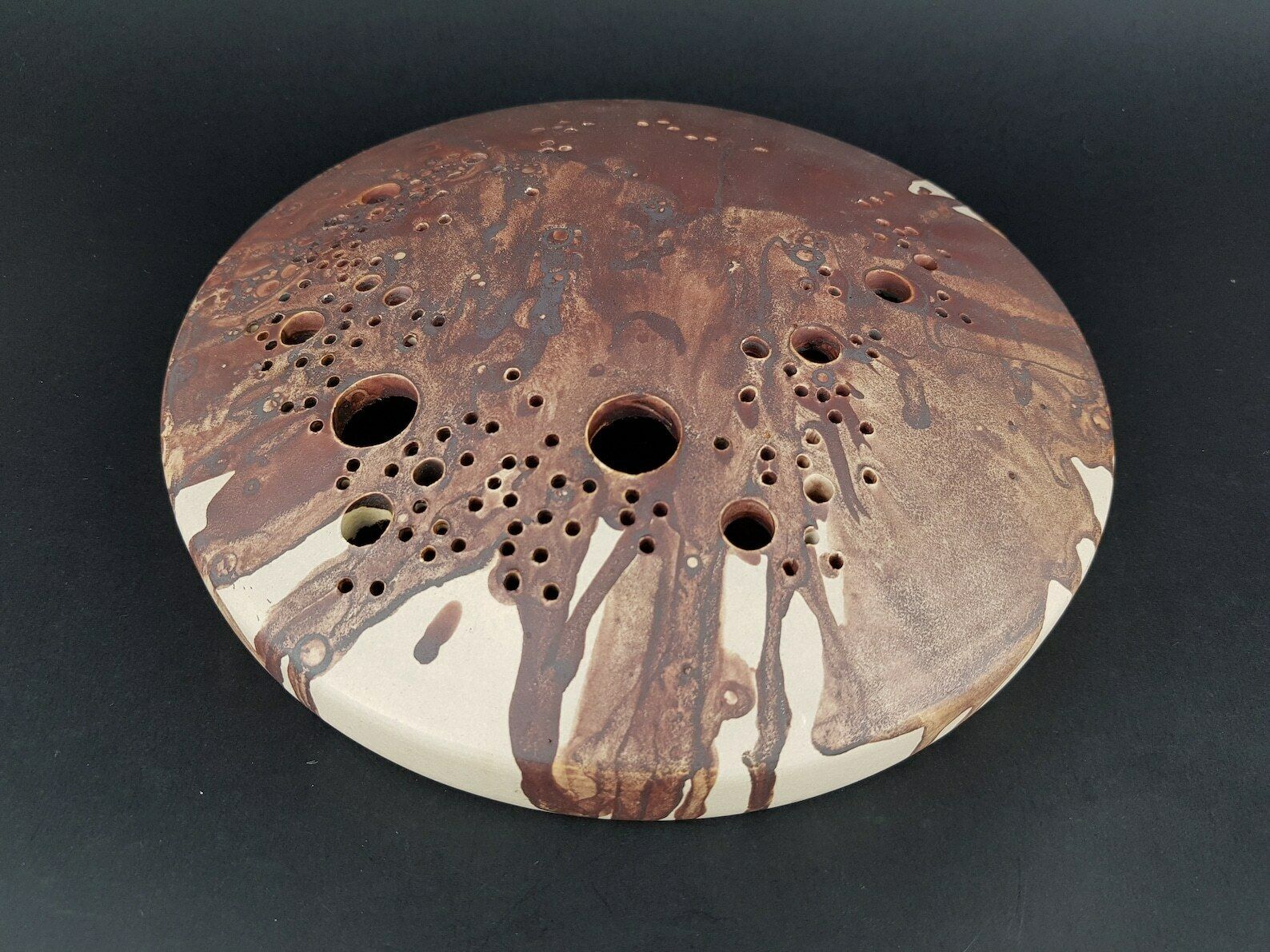 Vintage Heinz Theo Dietz Studio Art Pottery Solifleur Disk Vase From Königswinter West Germany 1960s photo for sale