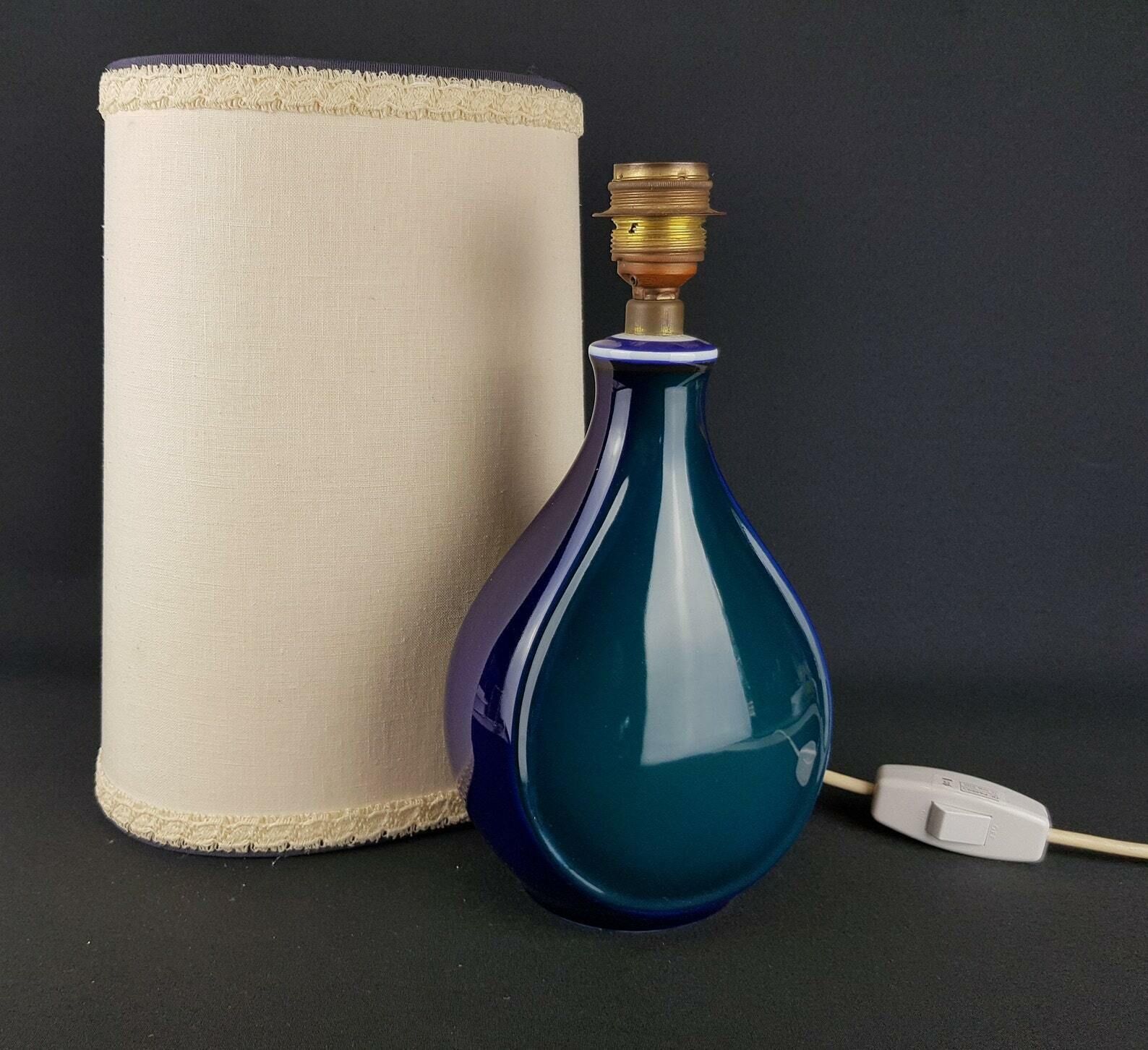 Vintage Blue And Green Alboth + Kaiser Porzellan Porcelain Table Lamp West German Pottery photo vinterior