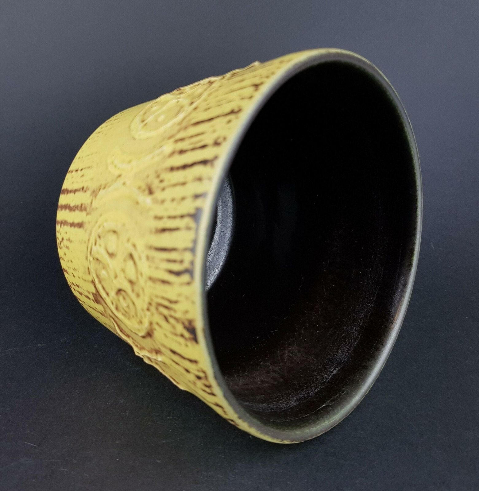 Vintage Ubelacker (ü Keramik) Yellow Planter Flower Pot West German Pottery 1960s photo for sale