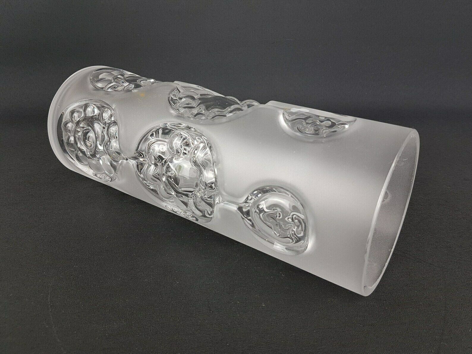 Vintage Cylinder Peill Und Putzler Frosted Glass Vase West Germany 1960s 1970s photo for sale