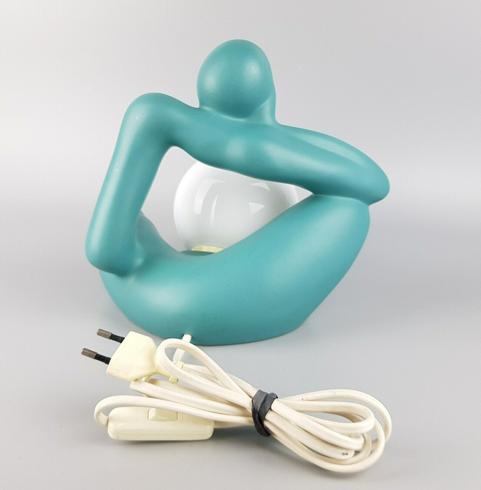 Vintage Lichtamik Germany Green Minimalist Table Lamp Sitting Figurine Germany 1980 90s photo Lighting