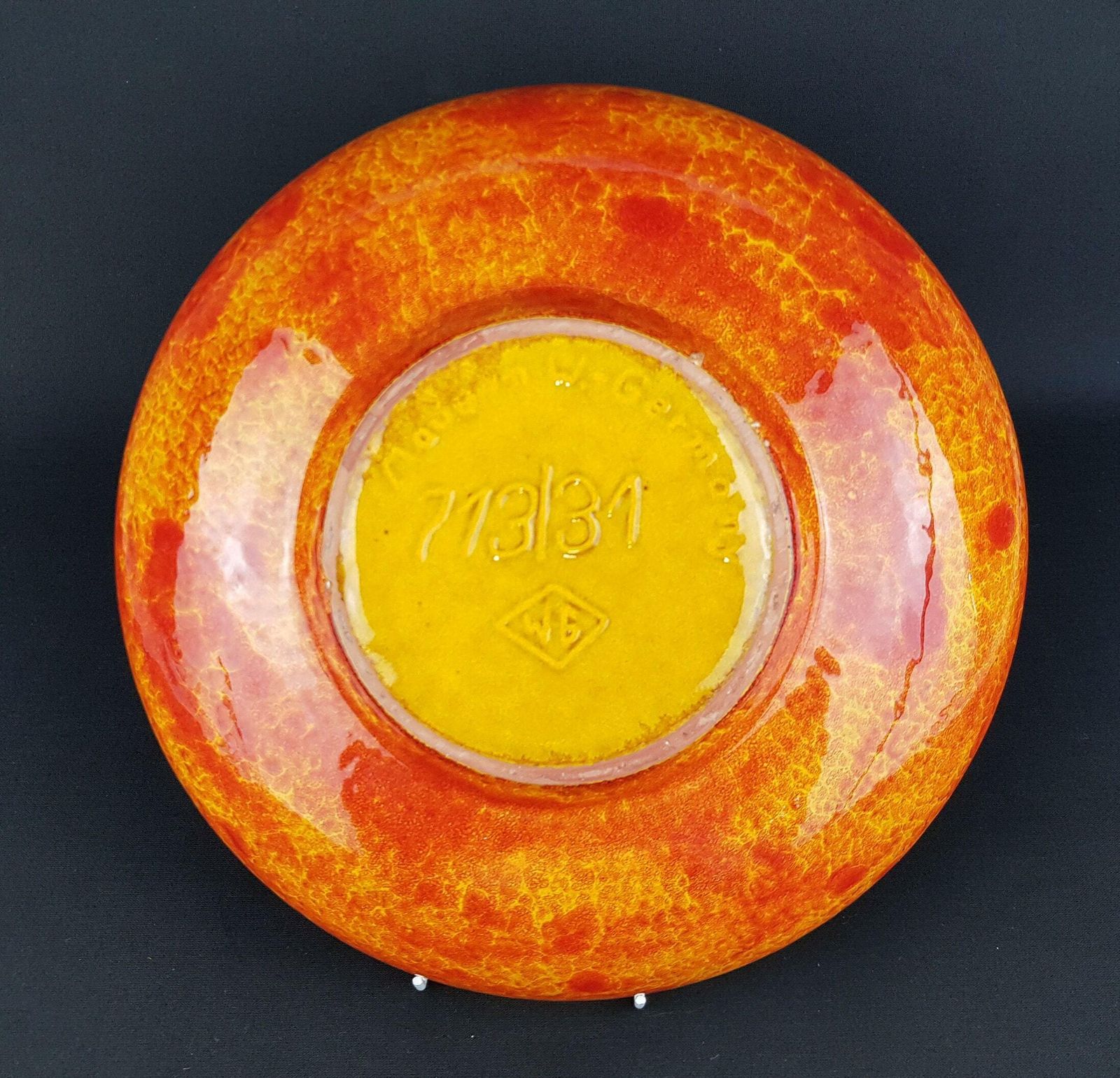 Vintage Orange And Black Walter Gerhards Keramik Fat Lava Bowl 713/31 West German Pottery 1960s photo Home Decor