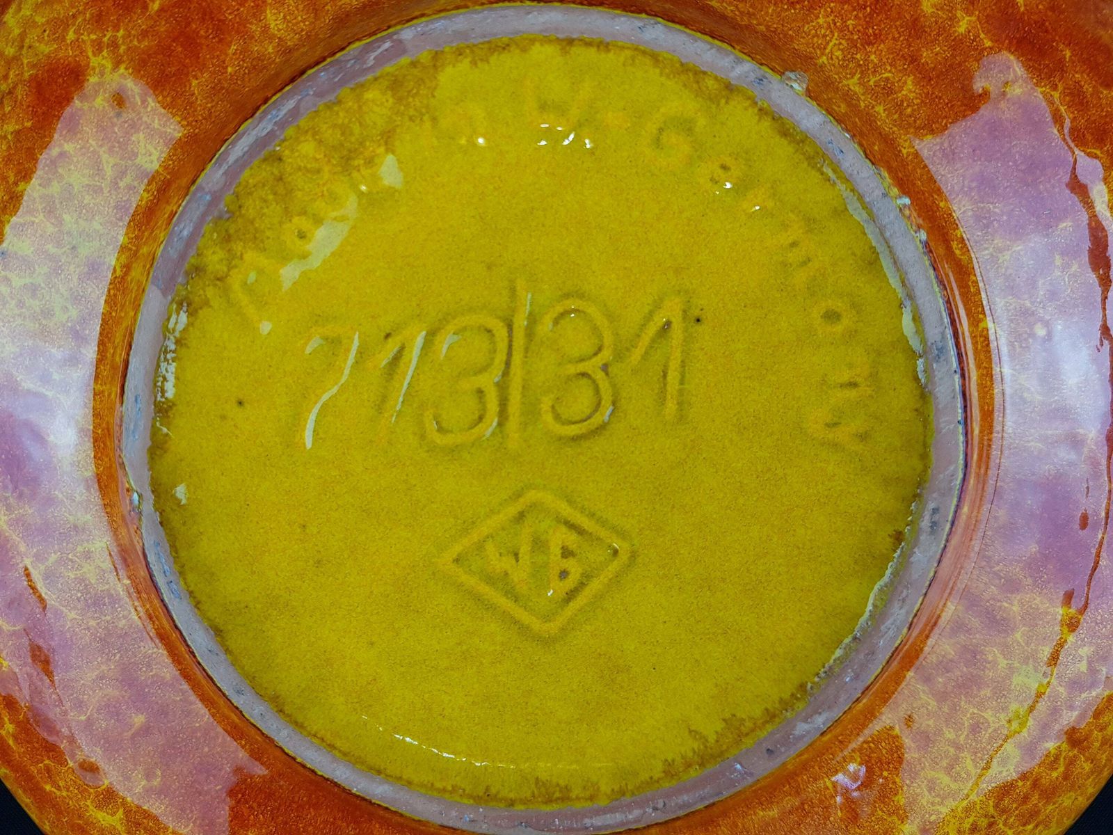 Vintage Orange And Black Walter Gerhards Keramik Fat Lava Bowl 713/31 West German Pottery 1960s photo 102.0