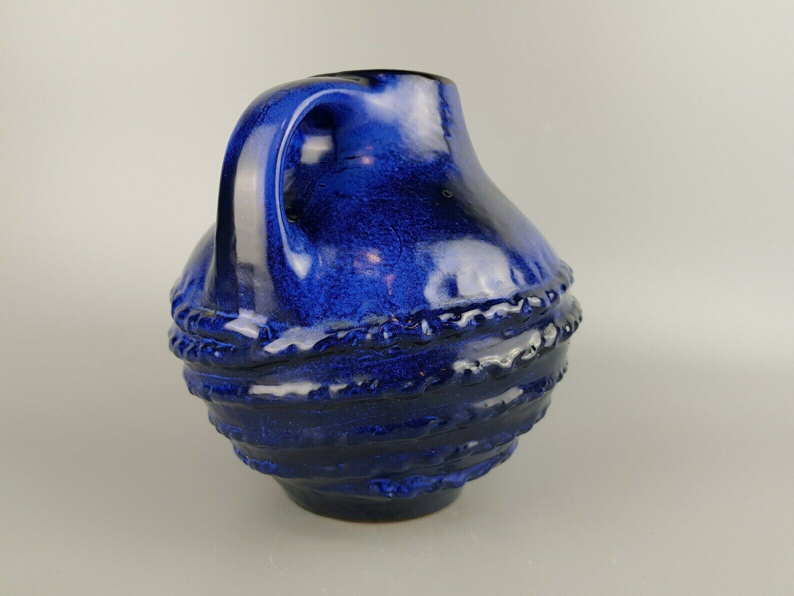Vintage Carstens Tönnieshof Handled Blue Vase 3002 20 West German Pottery photo for sale