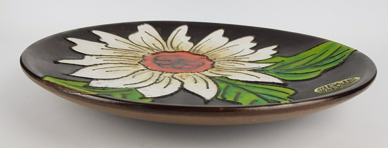 Xl Ruscha Keramik Wall Plaque With Flower Decor, West German Pottery photo for sale