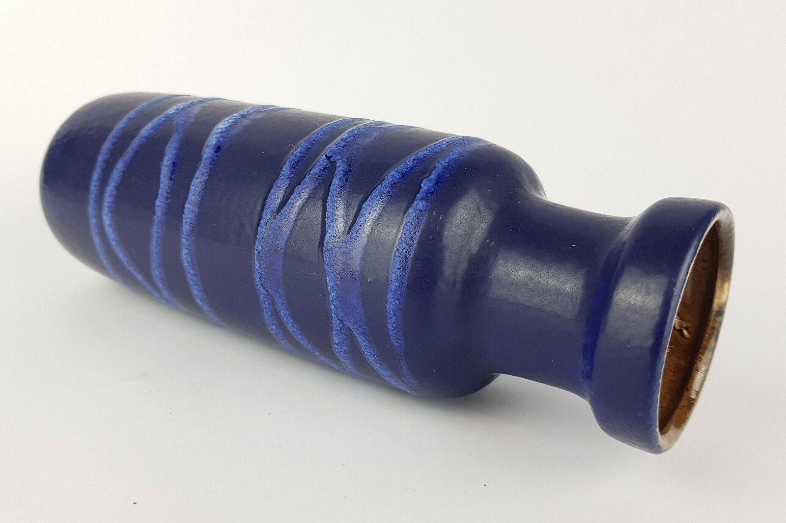Vintage Blue Scheurich Keramik Fat Lava Vase 200 22 West German Pottery 1970s photo for sale
