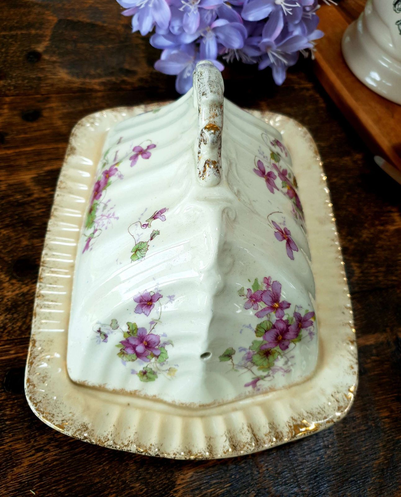 Magnificent Victorian Cheese Dish With Floral Decoration And Gold Trim photo furniture