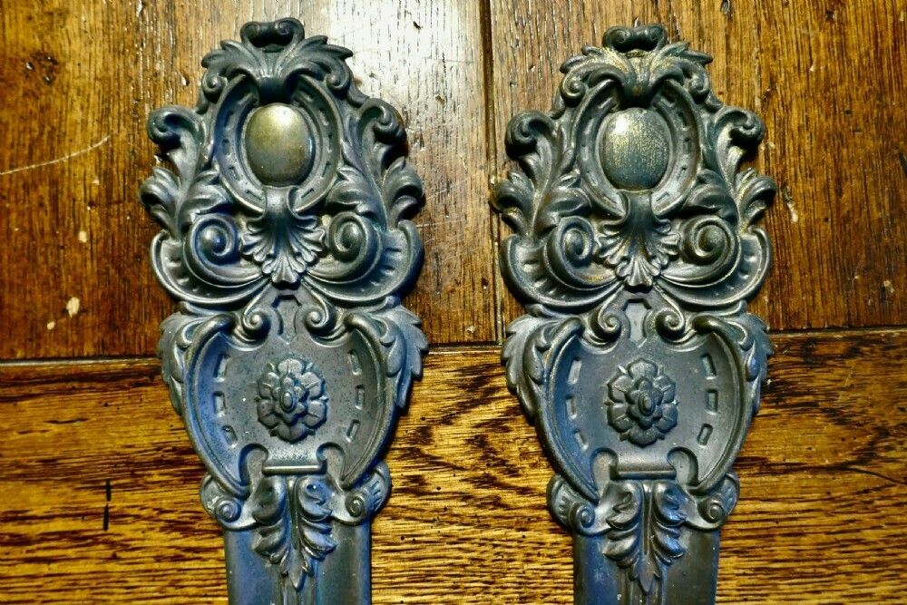A Pair Of Rare Early English 19th Century Patinated Brass Curtain Tie Backs photo furniture