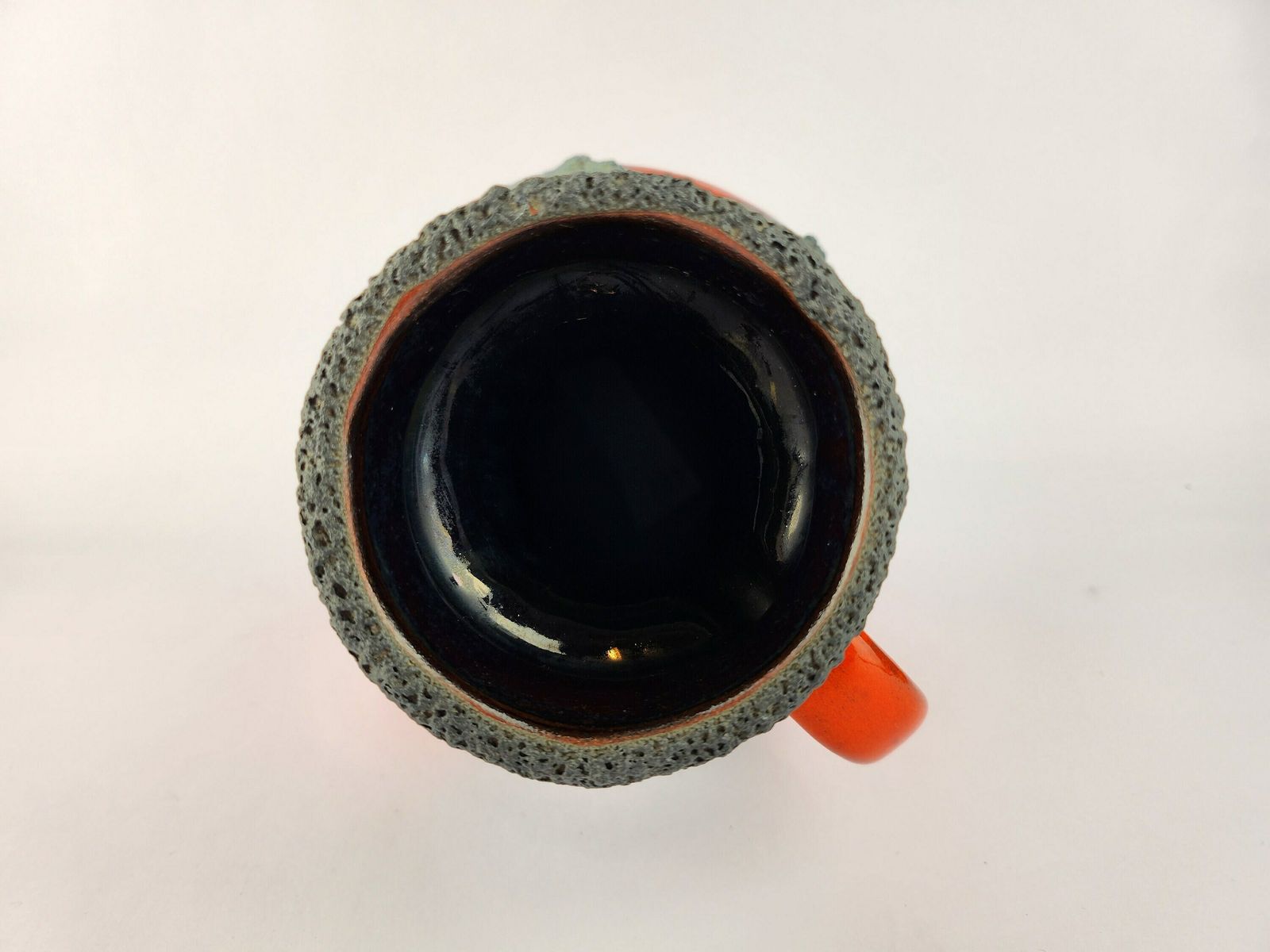 Vintage Roth Keramik Orange Vase With Black Fat Lava Glaze 107 30, West German Pottery 1970s photo vinterior