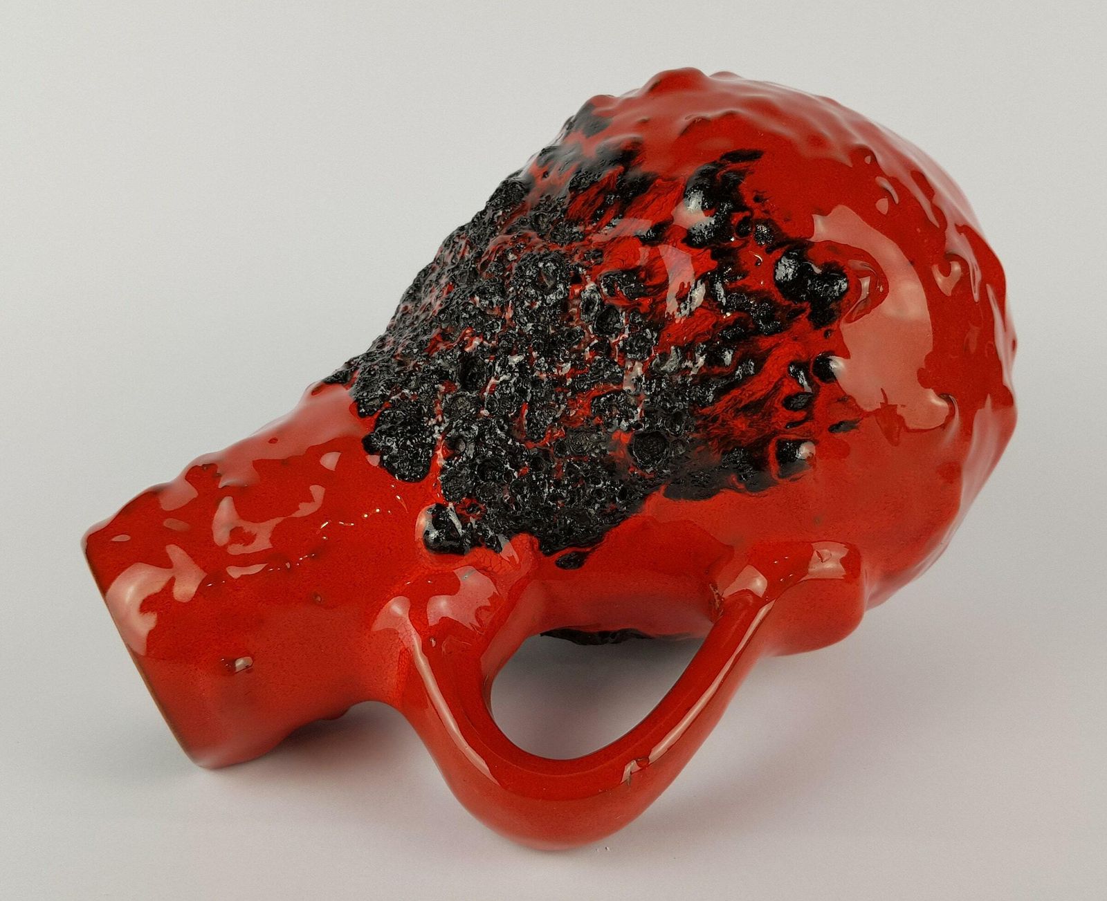 Vintage Red Kreutz Keramik Fat Lava Vase West German Pottery 1970s photo Home Decor