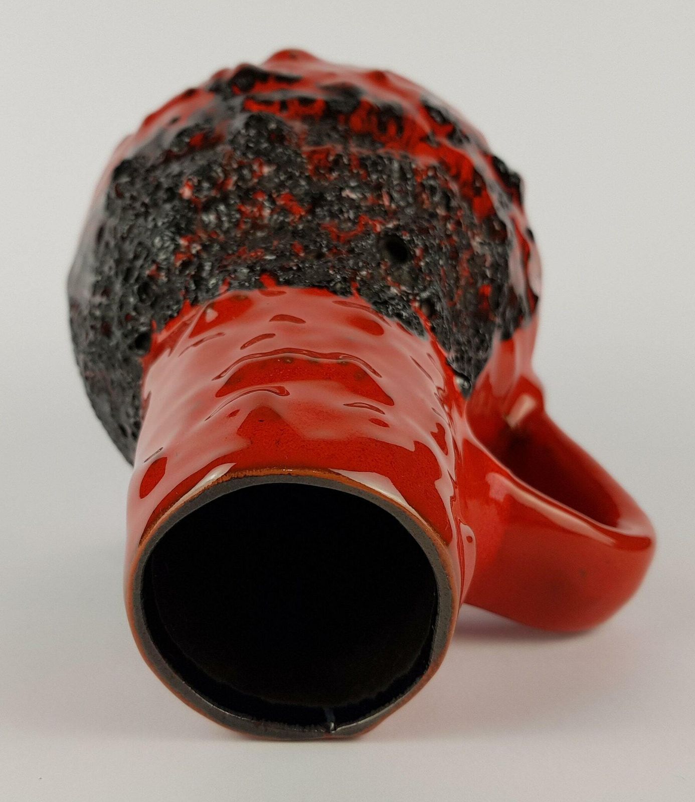 Vintage Red Kreutz Keramik Fat Lava Vase West German Pottery 1970s photo vinterior