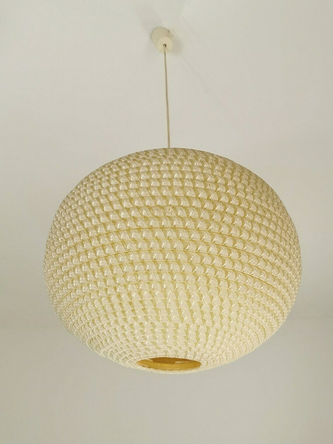 Mid Century, Large Temde Hanging Lamp From The 1960s   With Synthetic Fiber Shade photo furniture