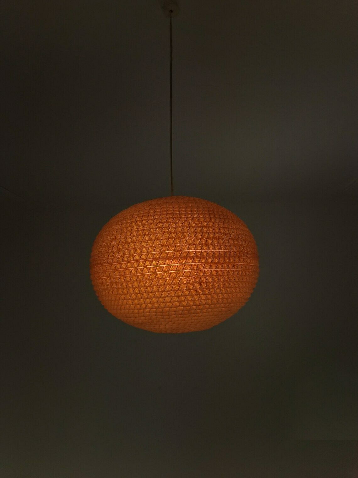 Mid Century, Large Temde Hanging Lamp From The 1960s   With Synthetic Fiber Shade photo 410.0