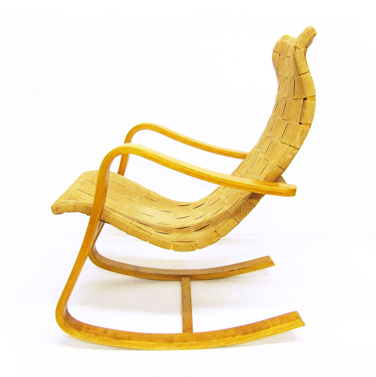 1940s Swedish Modernist Bent Ply Rocking Chair In Birch By Gustaf Axel Berg photo for sale