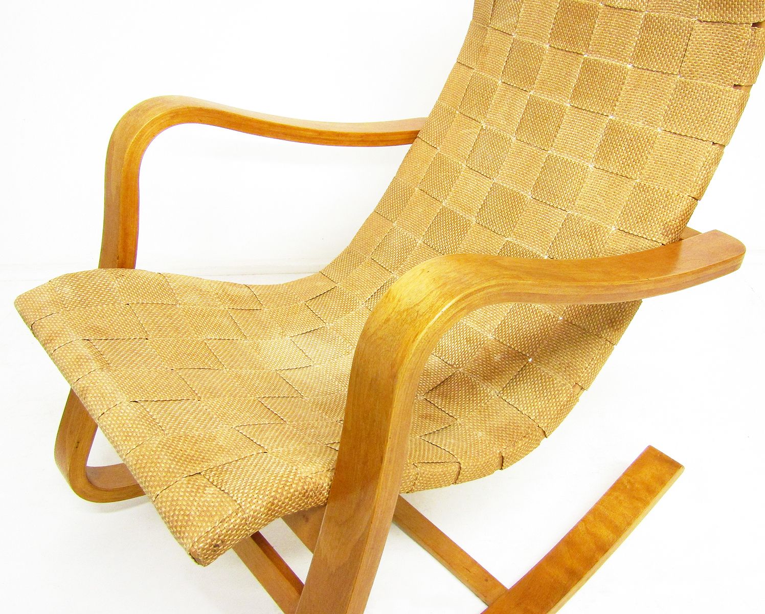 1940s Swedish Modernist Bent Ply Rocking Chair In Birch By Gustaf Axel Berg photo vinterior
