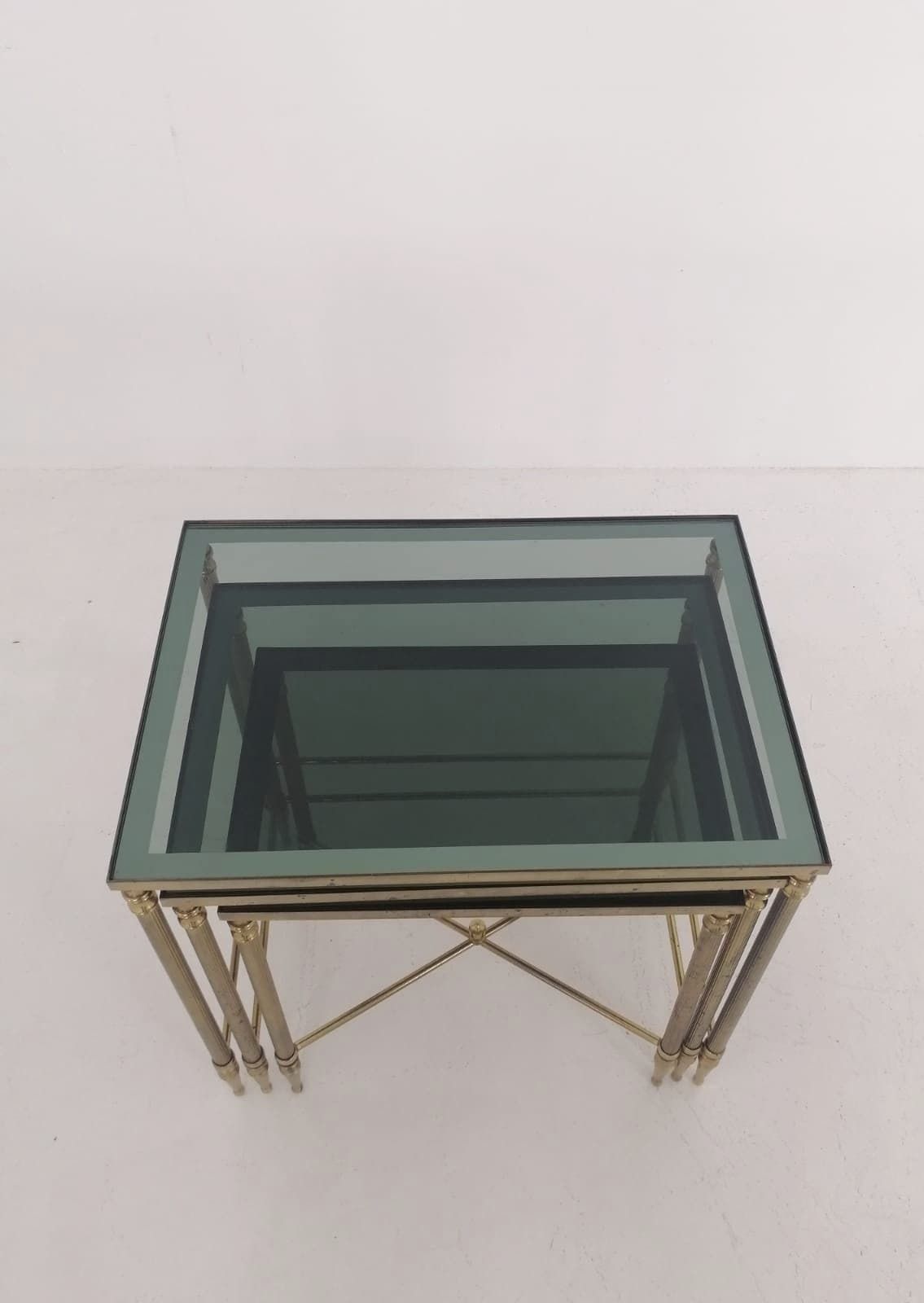 Nest Of Three Vintage Brass Tables 1950s Made In France photo furniture