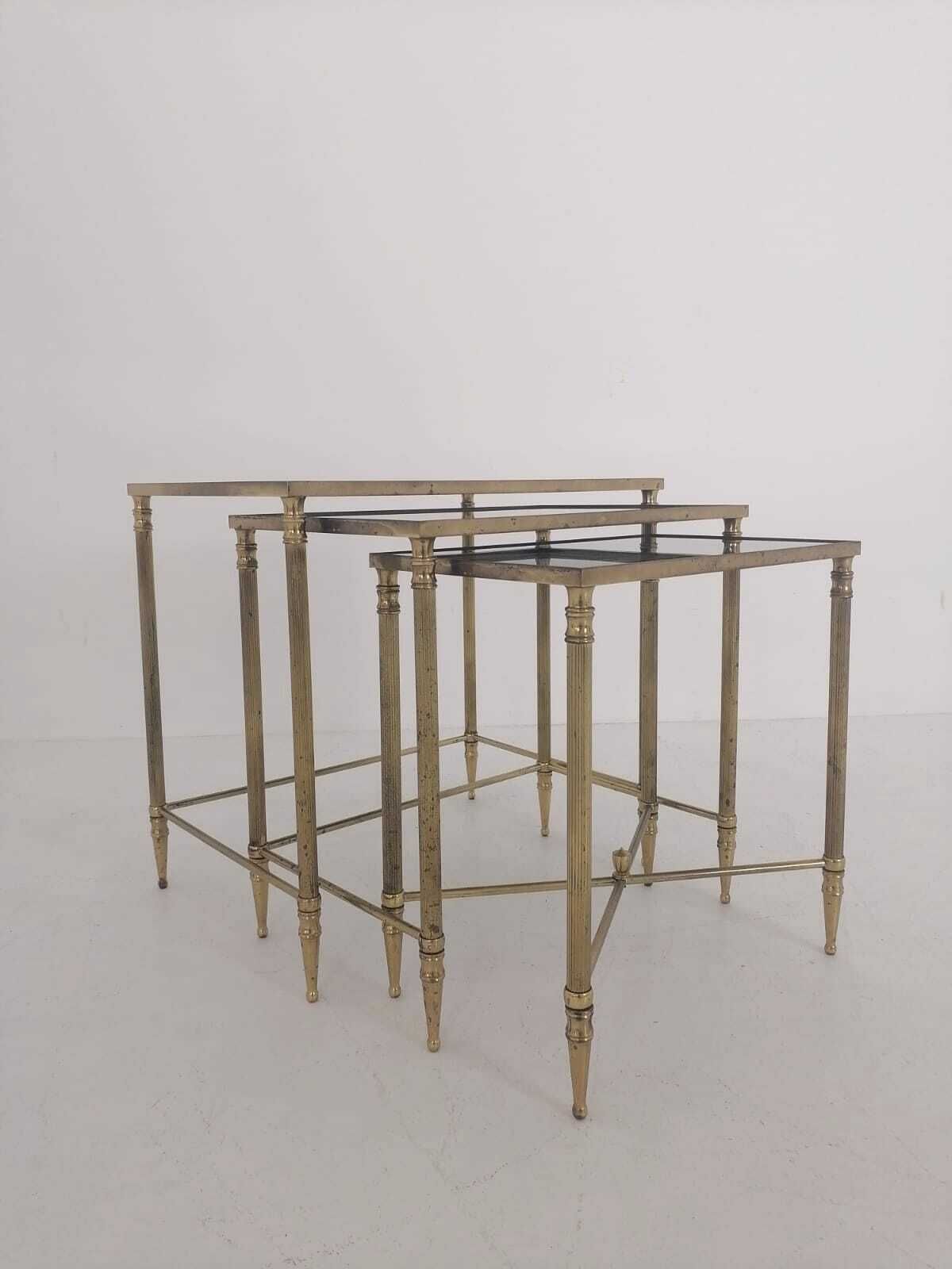 Nest Of Three Vintage Brass Tables 1950s Made In France photo buy