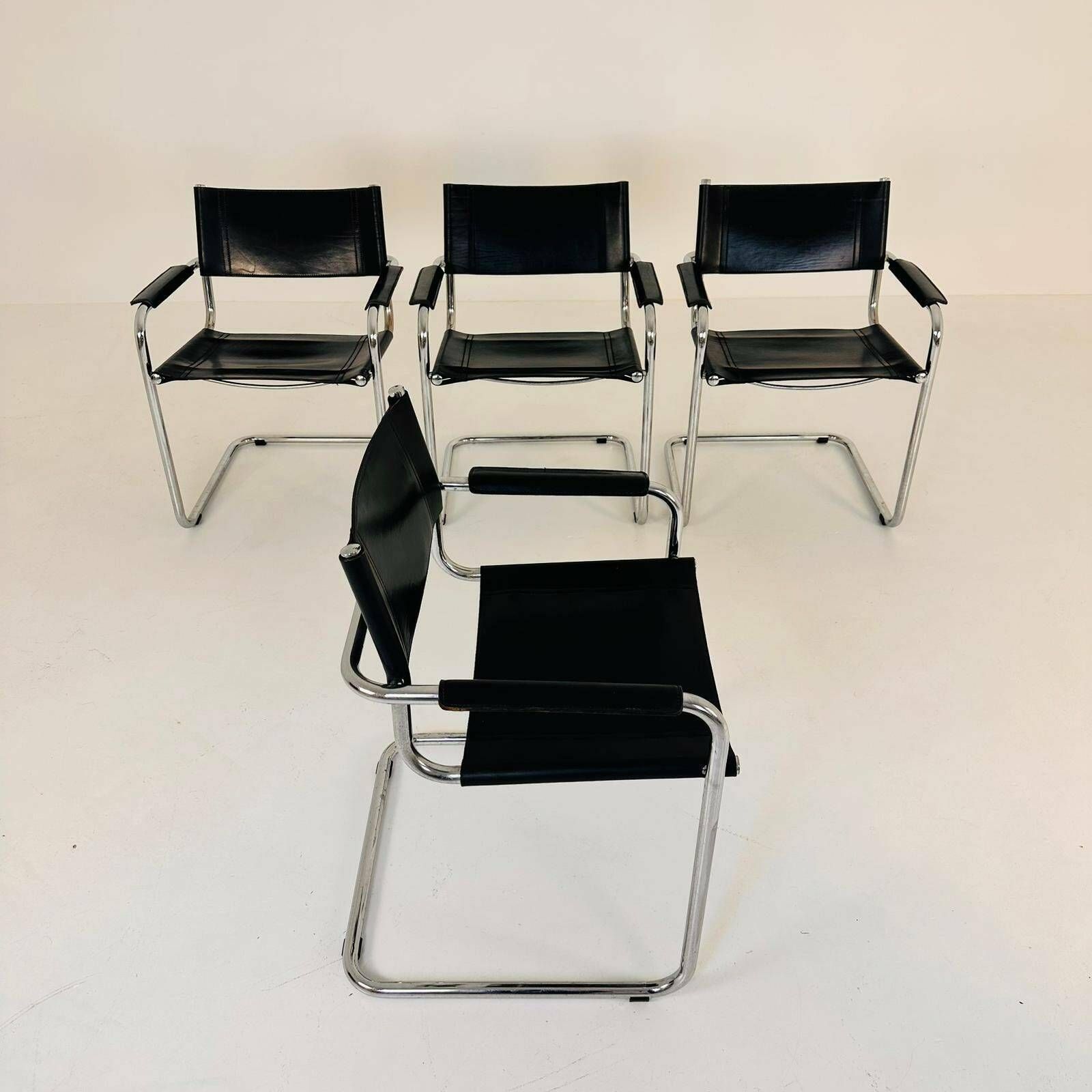Set Of 4 Model Mg5 Centro Studi Desk Chair By Mart Stam & Marcel Breuer For Matteo Grassi, 1970s photo Furniture