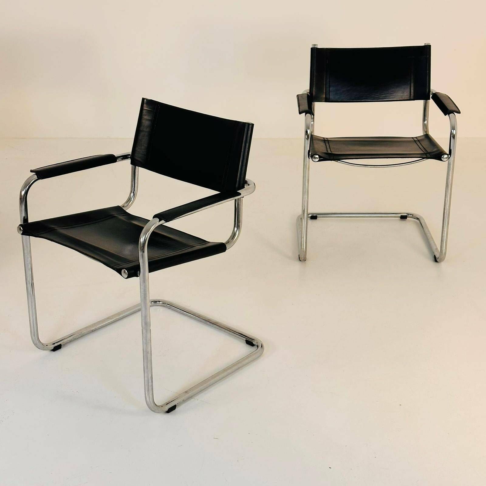 Set Of 4 Model Mg5 Centro Studi Desk Chair By Mart Stam & Marcel Breuer For Matteo Grassi, 1970s photo vintage