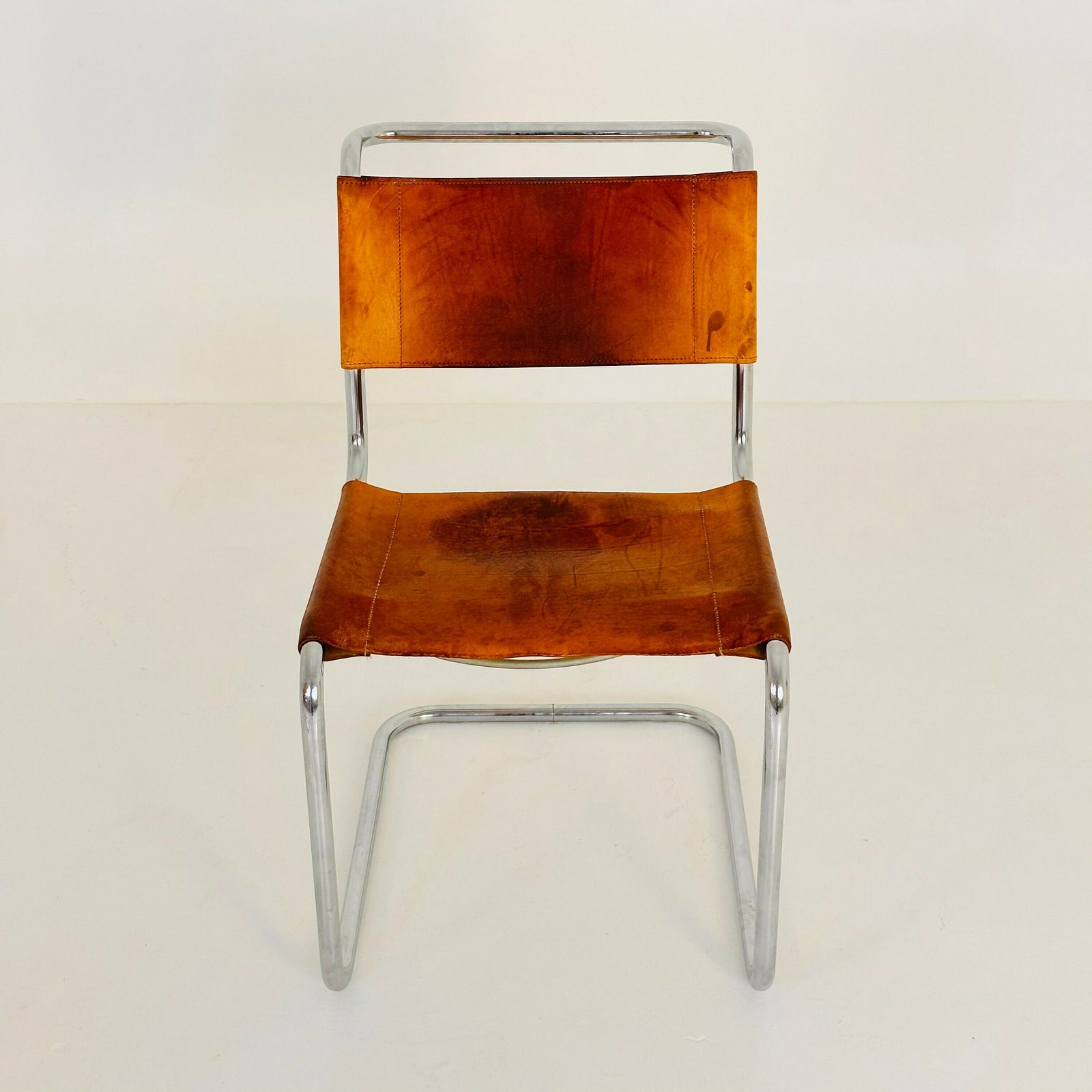 1 Of 7 Mid Century Vintage S33 Cognac Chairs By Mart Stam & Marcel Breuer From Thonet 1980s photo vintage