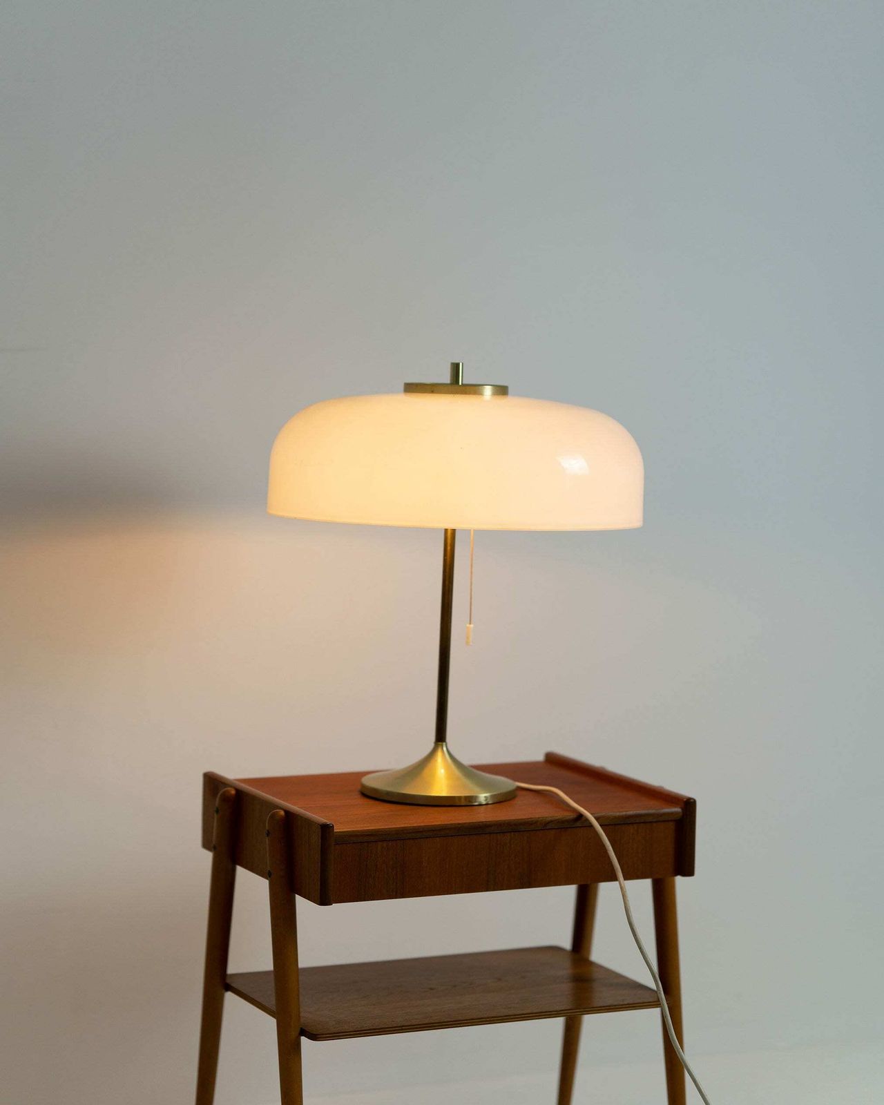 Rare Mid Century German Mushroom Brass & Plastic Table Lamp By Cosack Leuchten, Germany 1970s photo vintage