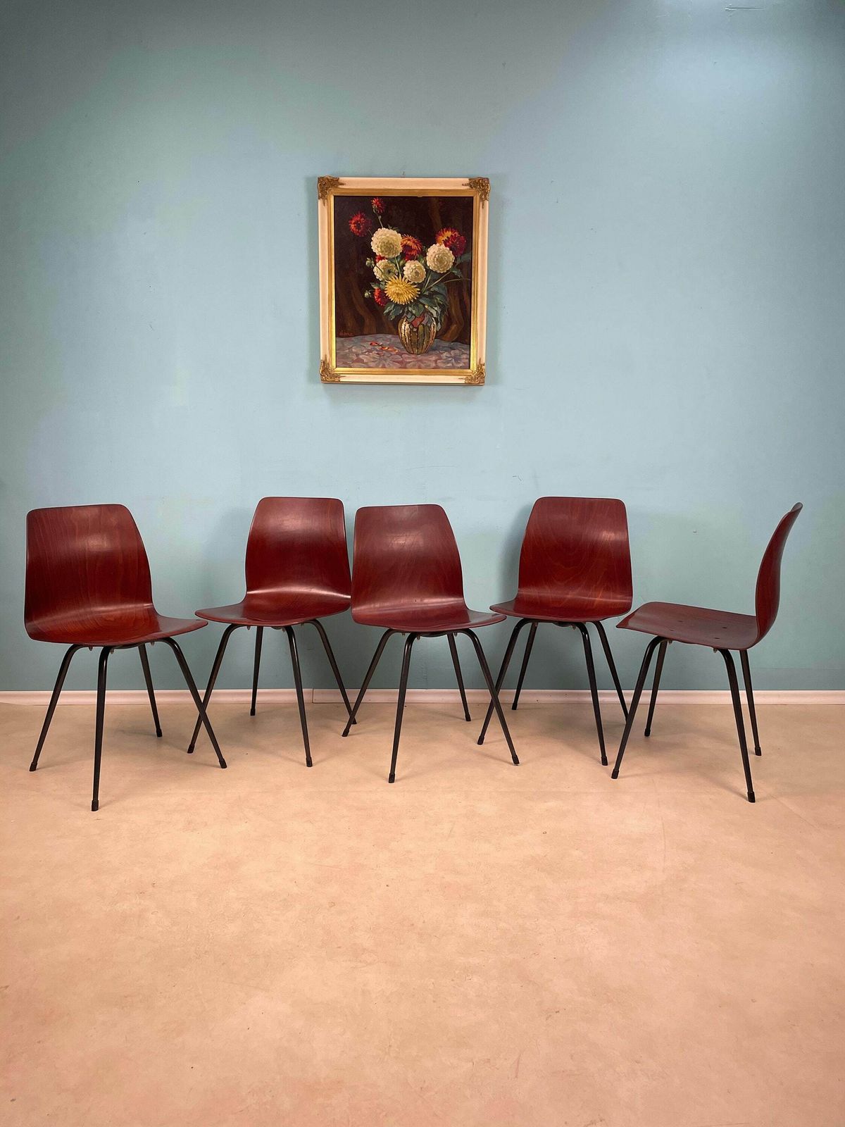 1/5 Mid Century German Chair By Elmar Flötotto In Pagwood photo for sale