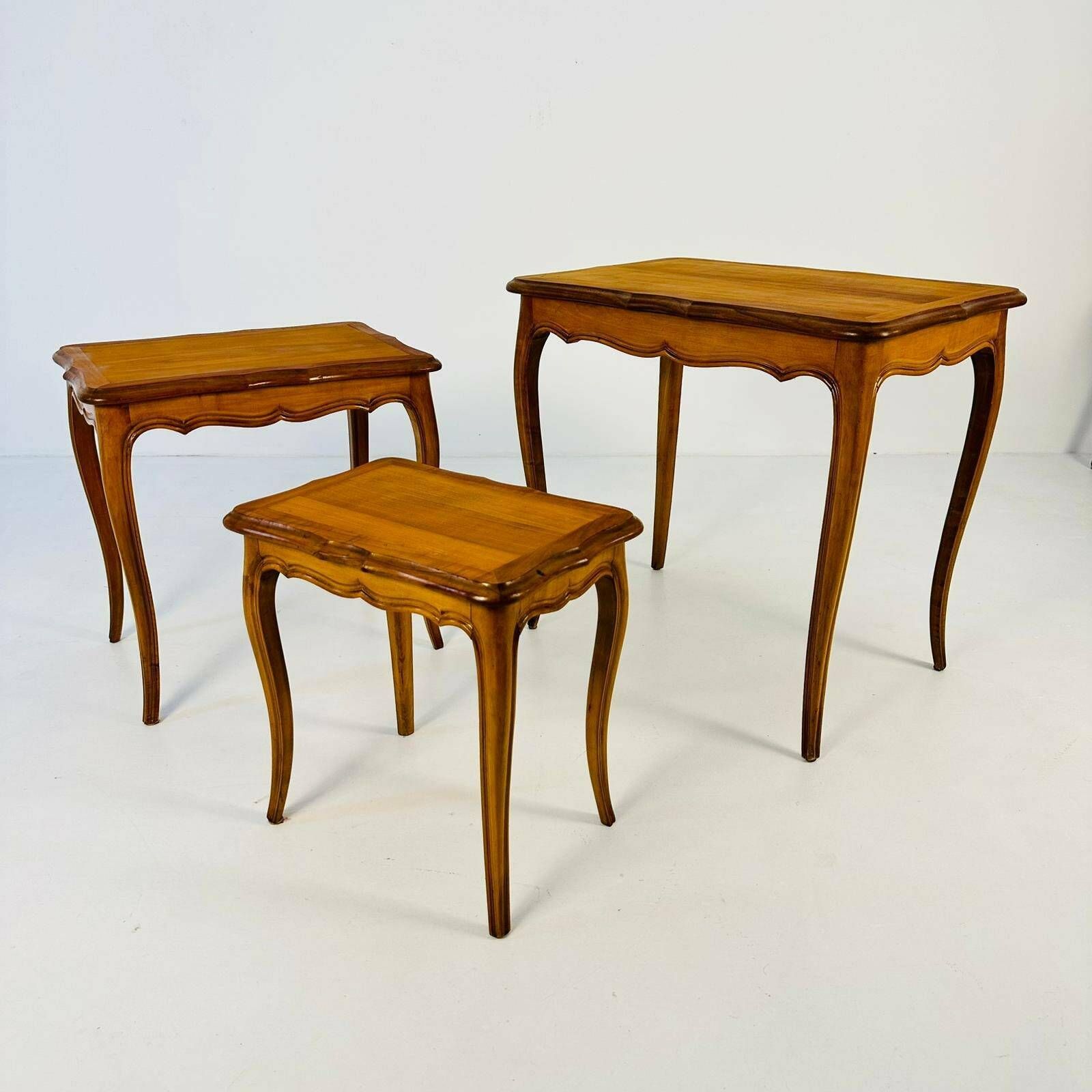Antique French Nesting Tables, 1930s, Set Of 3