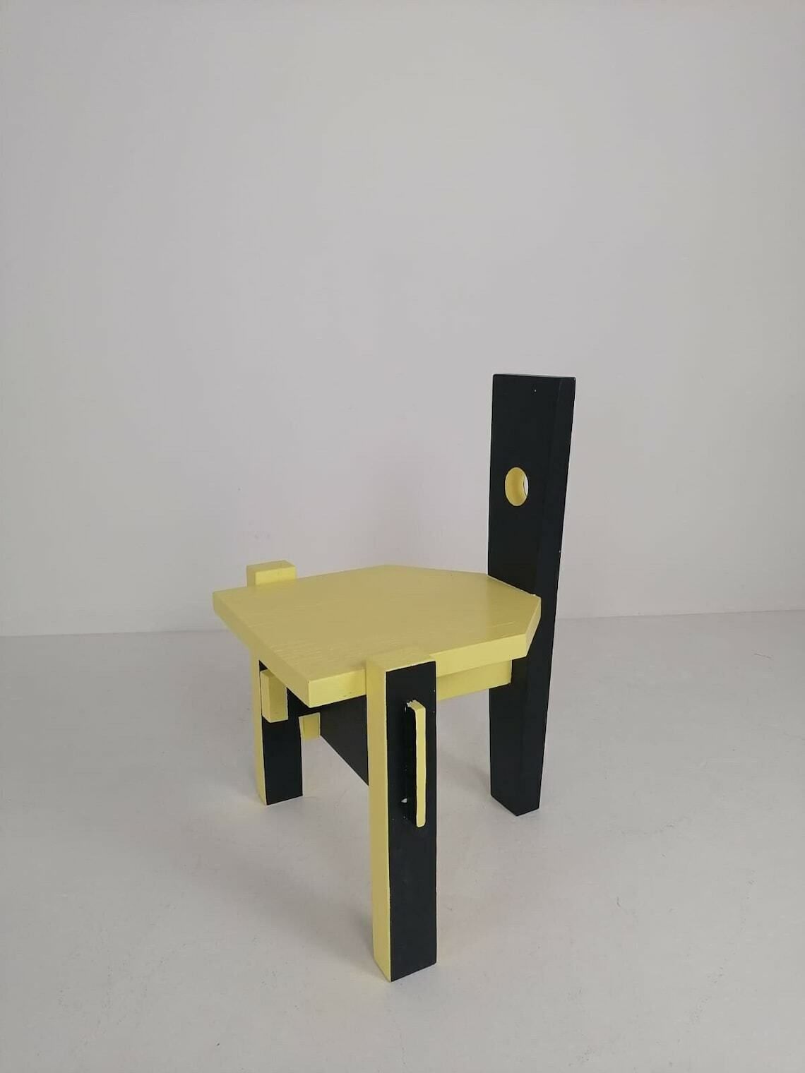 Postmodern Period Yellow Black High Back Chair