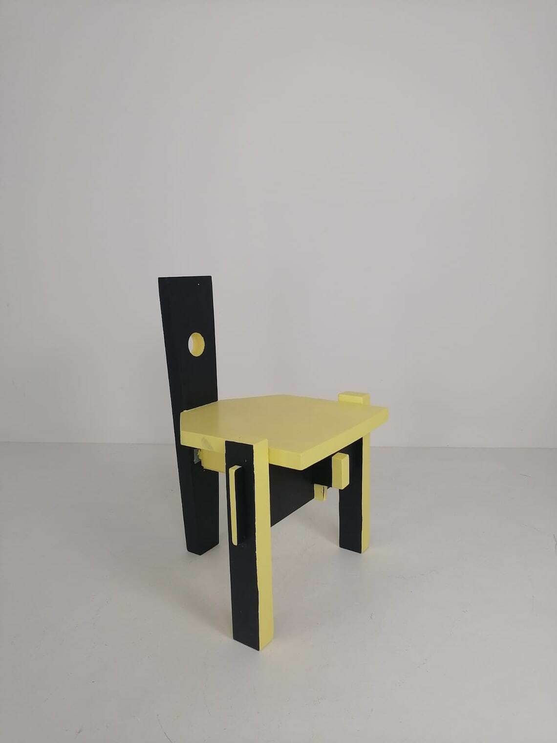 Postmodern Period Yellow Black High Back Chair photo buy