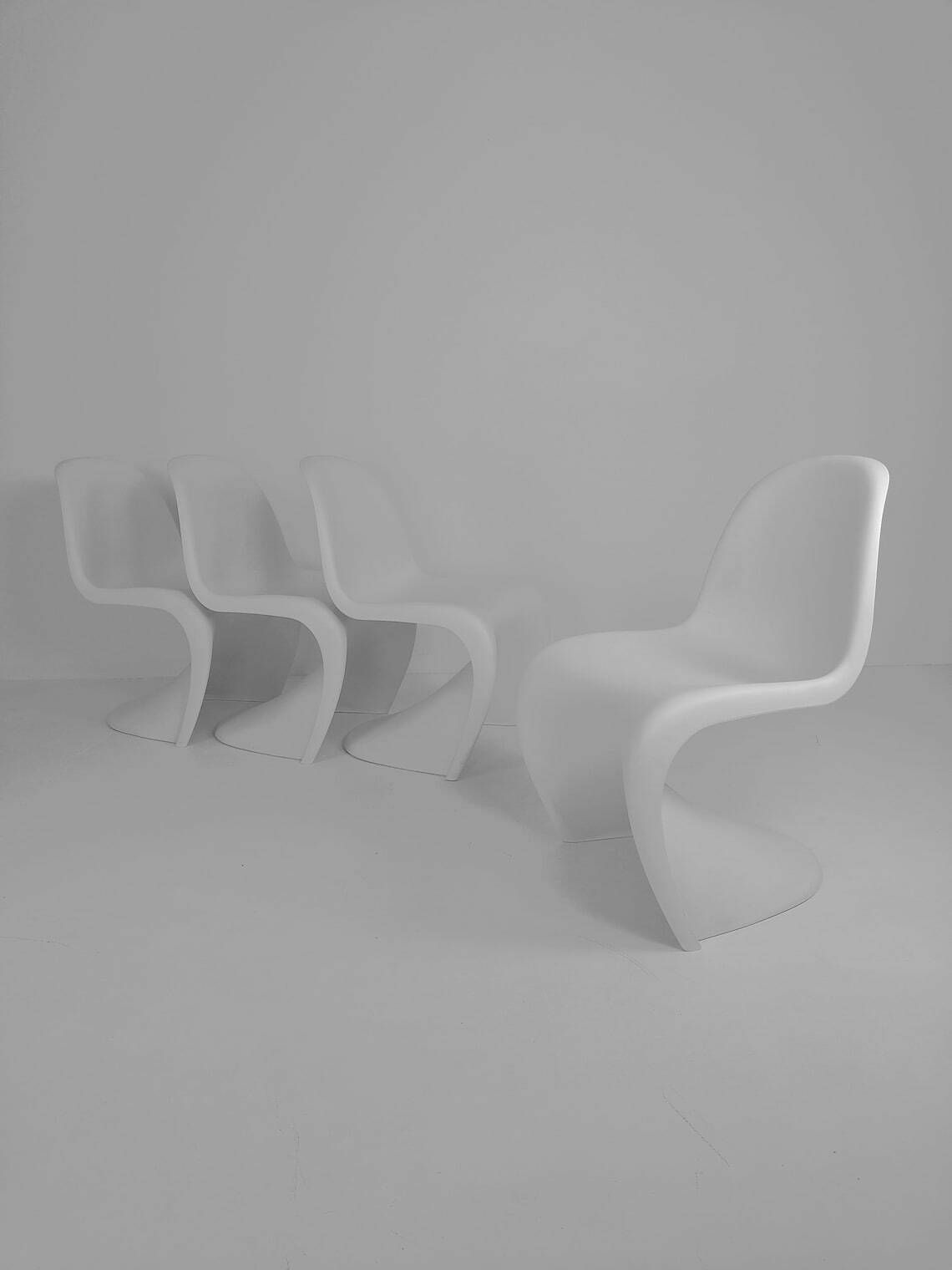 4 X Verner Panton Chairs In White From Vitra Germany