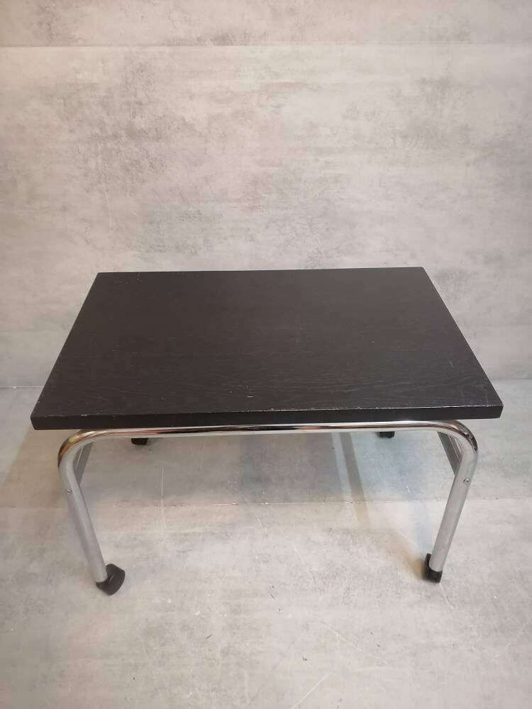 photo for sale Mid Century Modern Bauhaus Design Coffee Table On Wheels. 1980s Italy
