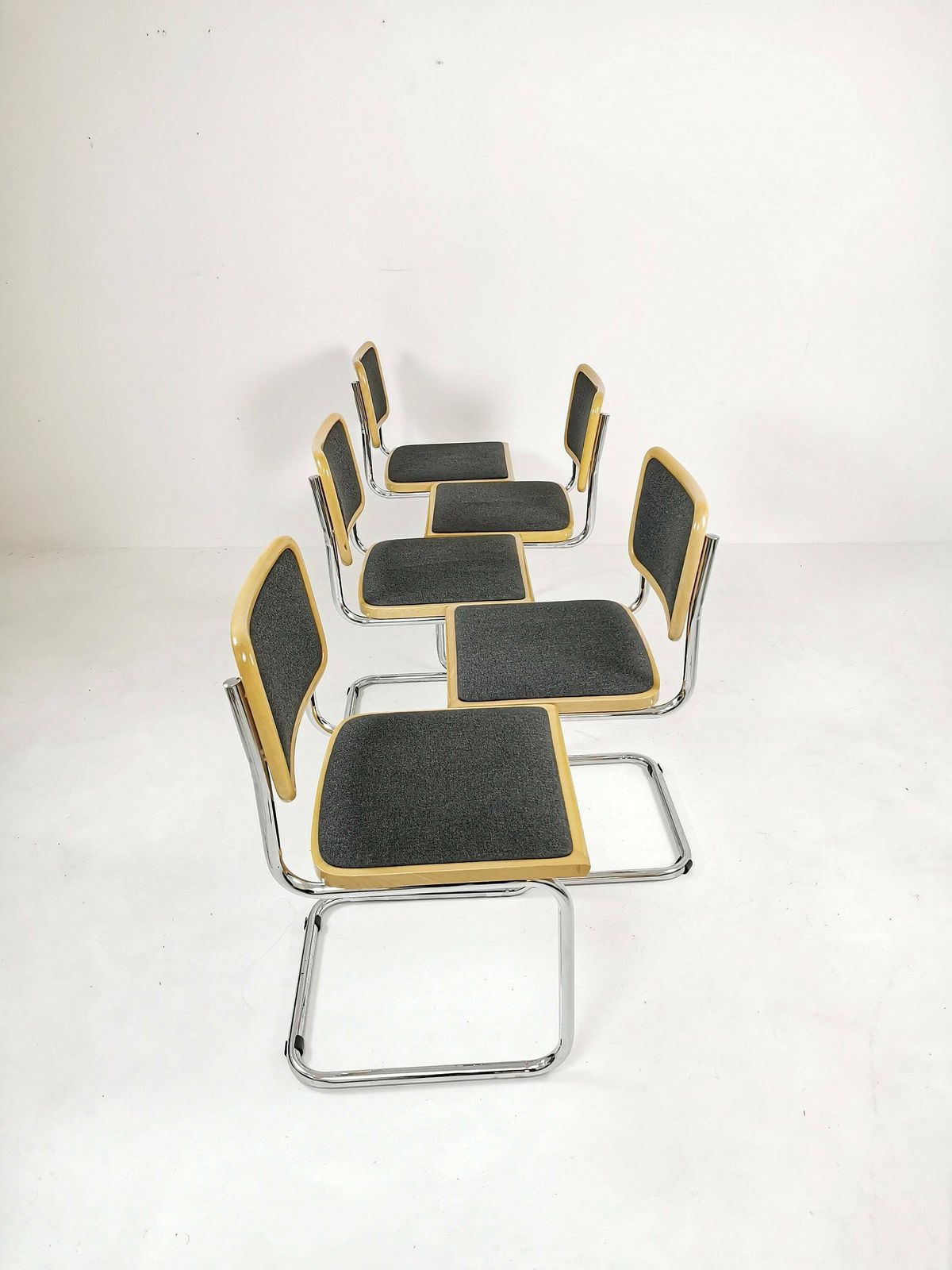 Set Of 5 Marcel Breuer B32 Upholstered Cesca Chair, Bauhaus Design By Bene photo buy