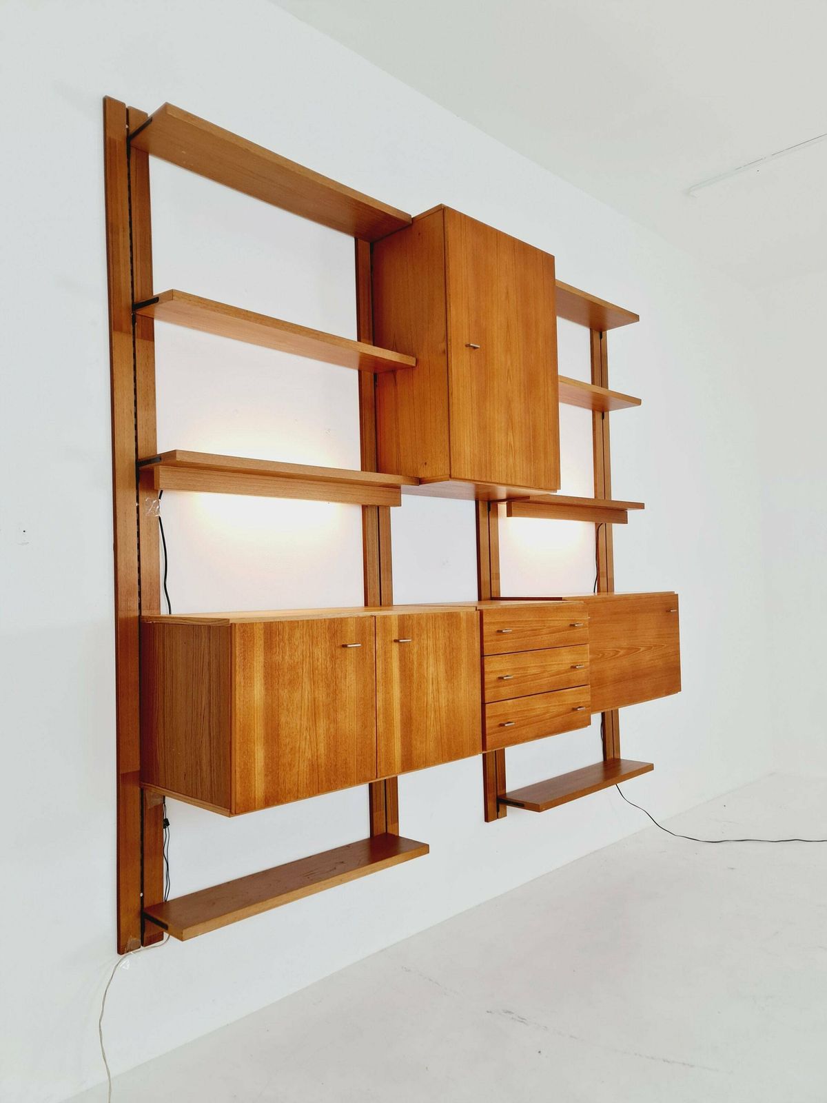Mid Century Modular Teak Wall Shelving Unit By Preil Form, Germany, 1960s photo Furniture