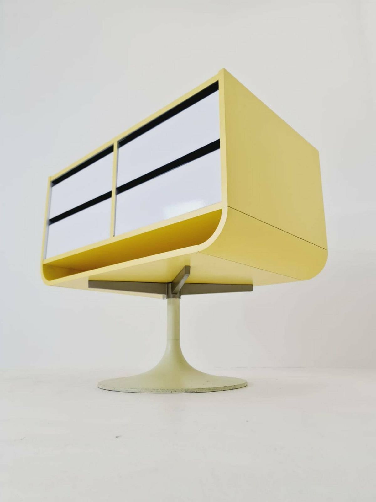Space Age Mid Century Tulip Show Case Drawers With Glass Front 1970s photo Furniture