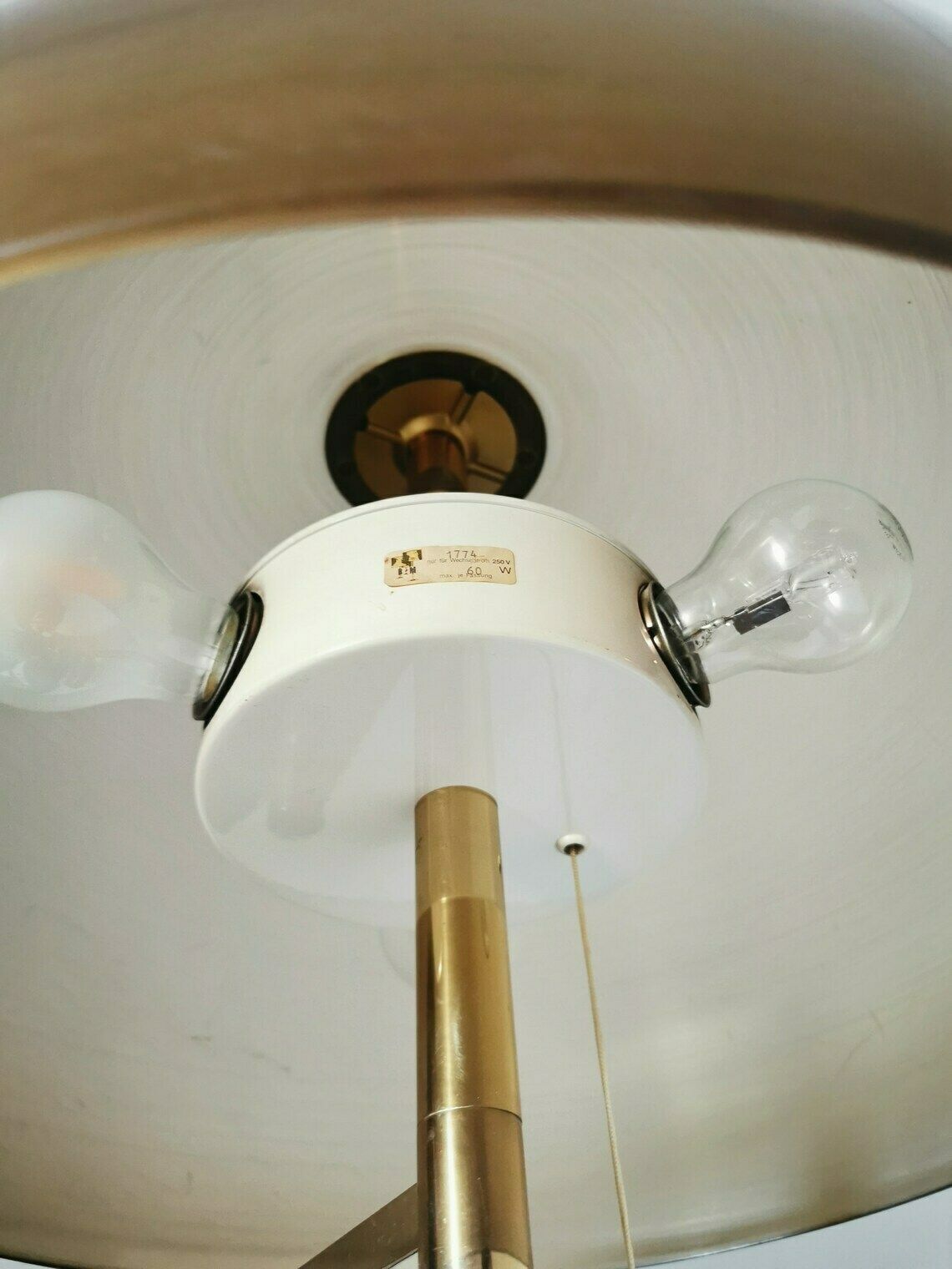 photo for sale Large Mid Century Swiss Brass Mushroom Table Lamp From Swisslamps