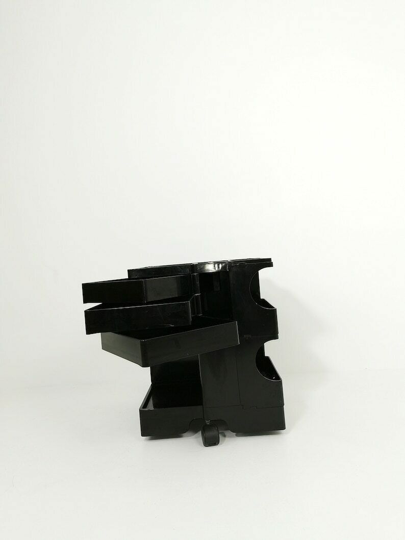 Space Age Black Boby Storage Trolley By Joe Colombo For Bieffeplast Italy 1970s photo 377.0